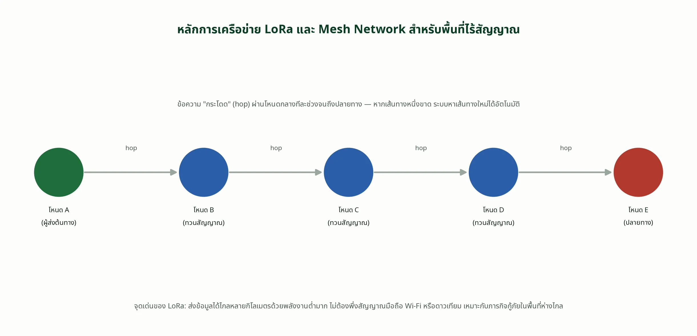 หลักการเครือข่าย LoRa และ Mesh Network